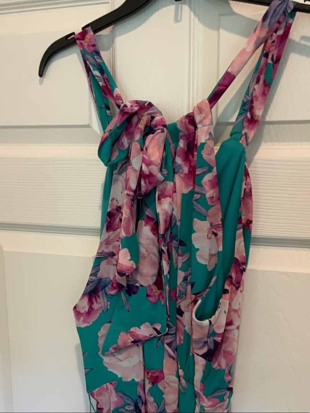 R&K Teal Floral Maxi Dress with Pink & Purple Blooms - Picture 5 of 6